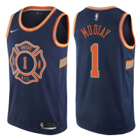 Men's 2017-18 Season Emmanuel Mudiay New York Knicks #1 City Edition Navy Swingman Jersey