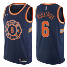 Men's 2017-18 Season Kristaps Porzingis New York Knicks #6 City Edition Navy Swingman Jersey