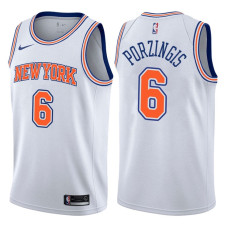 Men's 2017-18 Season Kristaps Porzingis New York Knicks #6 Statement White Swingman Jersey