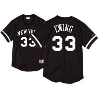 Men's Patrick Ewing Knicks #33 Mesh Crew Neck Black White Name & Number Jersey