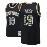 Men's Willis Reed Knicks #19 Straight Fire Camo Black Swingman Jersey