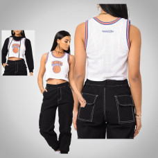 Women Knicks 2021 Mesh Crop Tank Top Jersey White