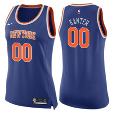 Women 2017-18 Season Enes Kanter New York Knicks #00 Icon Blue Swingman Jersey