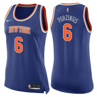 Women 2017-18 Season Kristaps Porzingis New York Knicks #6 Icon Blue Swingman Jersey