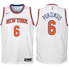 Youth 2017-18 Season Kristaps Porzingis New York Knicks #6 Association White Swingman Jersey