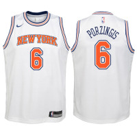 Youth 2017-18 Season Kristaps Porzingis New York Knicks #6 Statement White Swingman Jersey