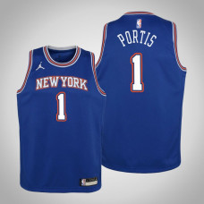 Youth Bobby Portis New York Knicks #1 Statement Blue 2021 Season Jersey