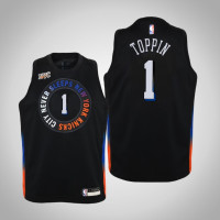 Youth Obi Toppin New York Knicks #1 City Black 2021 Season Jersey